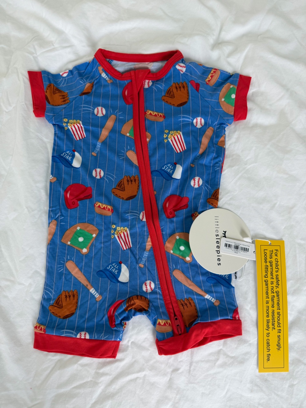 Little Sleepies Baseball One Piece Shorty